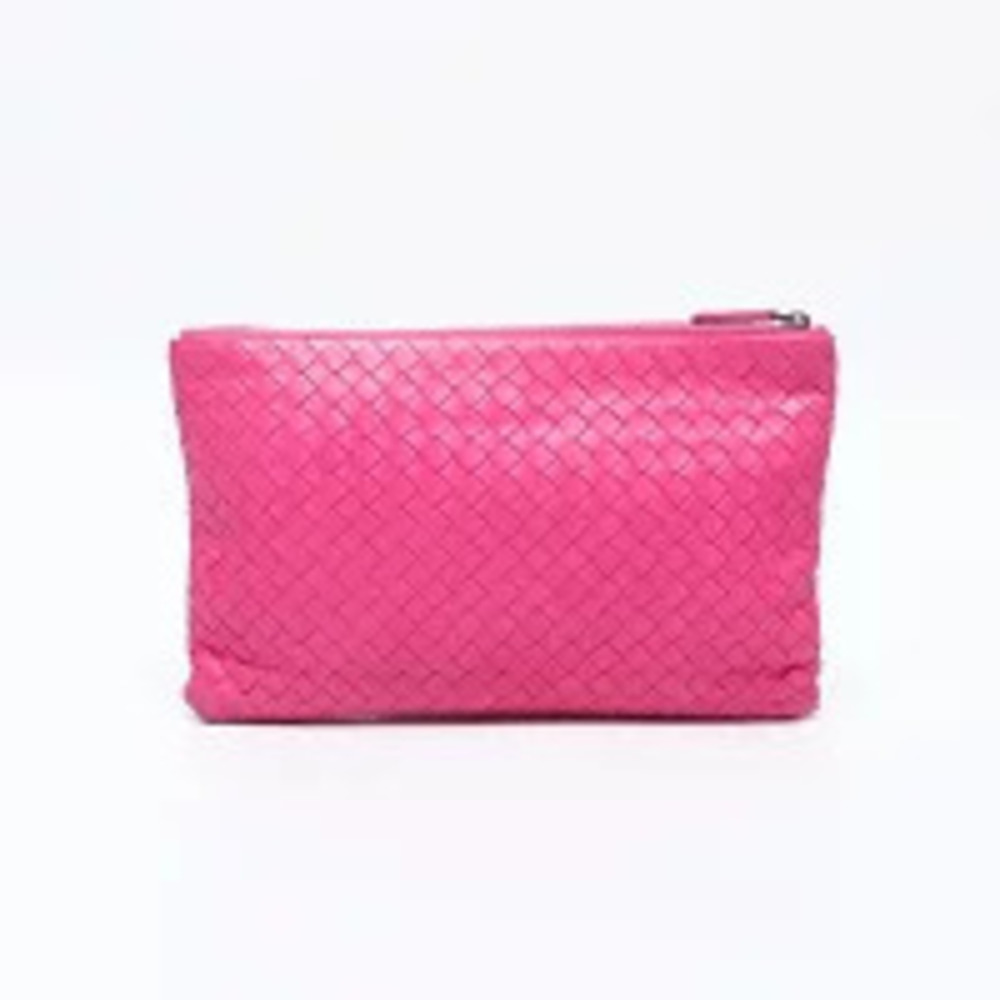 Bottega Veneta Intrecciato Pouch Clutch Bag Pink